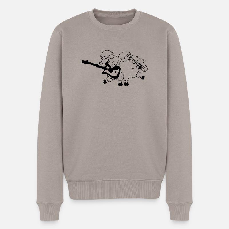 Schaf Band Party - Männer Premium Bio Pullover - Taupe