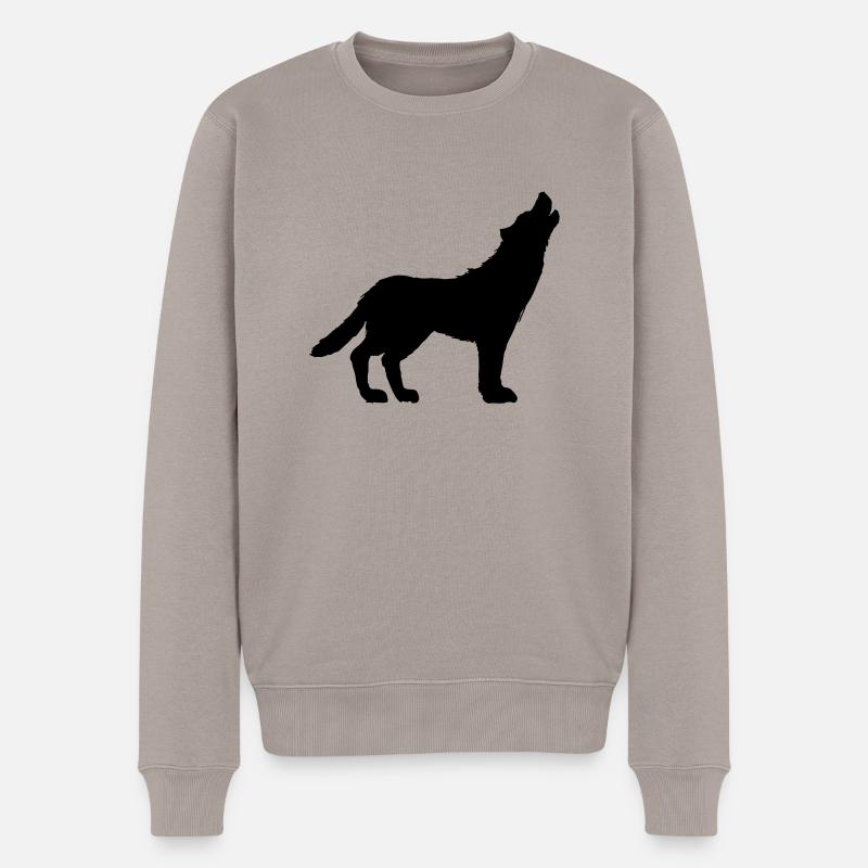 howling wolf - Männer Premium Bio Pullover - Taupe