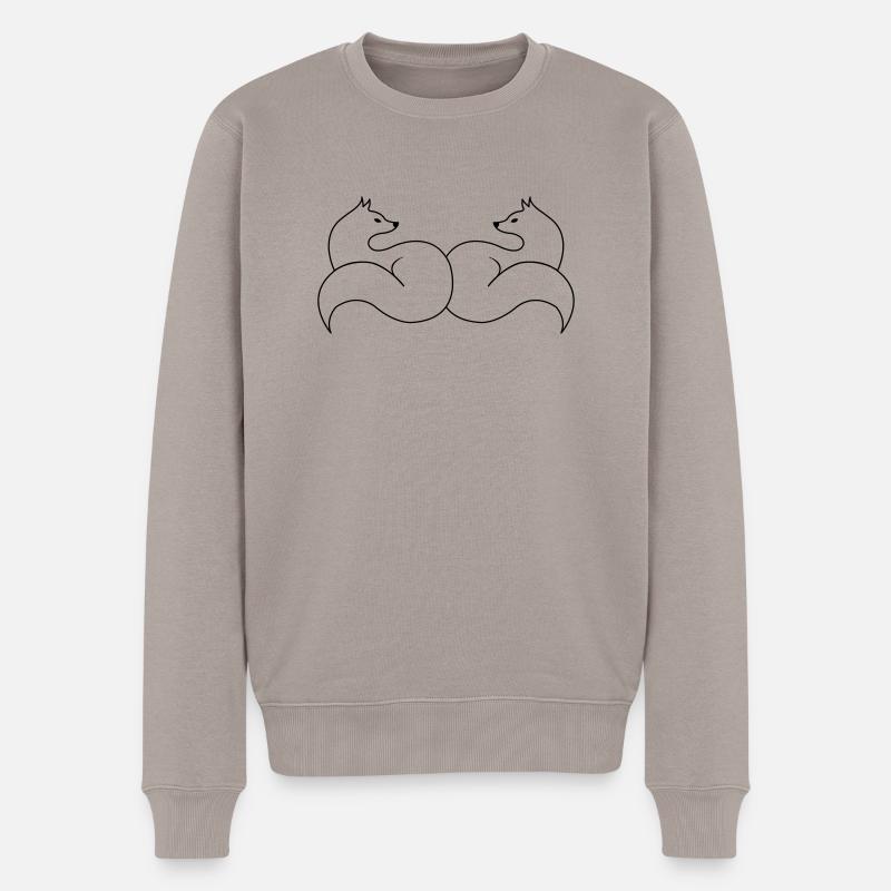 foxes_01 - Männer Premium Bio Pullover - Taupe