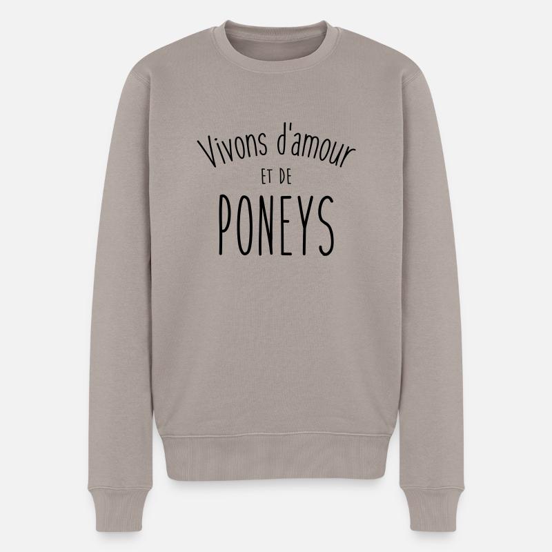 VIVONS D'AMOUR ET DE PONEYS - Pull Premium bio Homme - taupe