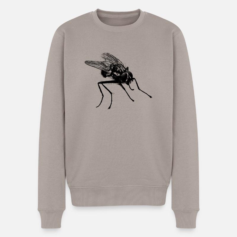 Fliege - Männer Premium Bio Pullover - Taupe