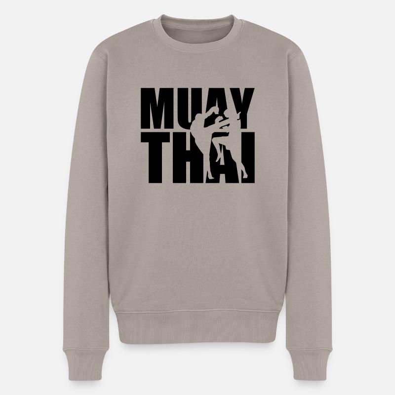 Muay Thai - Männer Premium Bio Pullover - Taupe