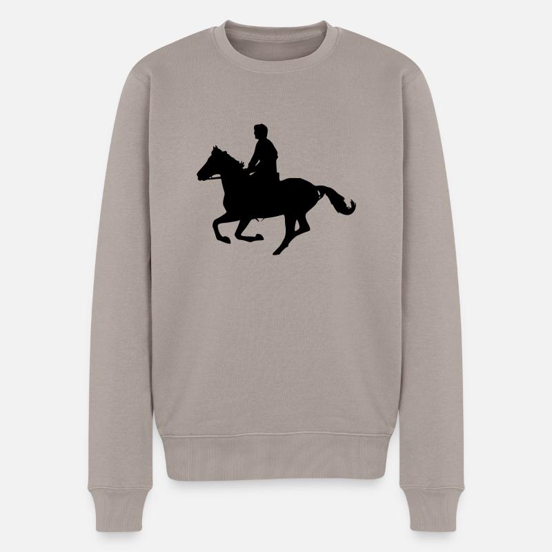 galoppierenden Pferd - Männer Premium Bio Pullover - Taupe