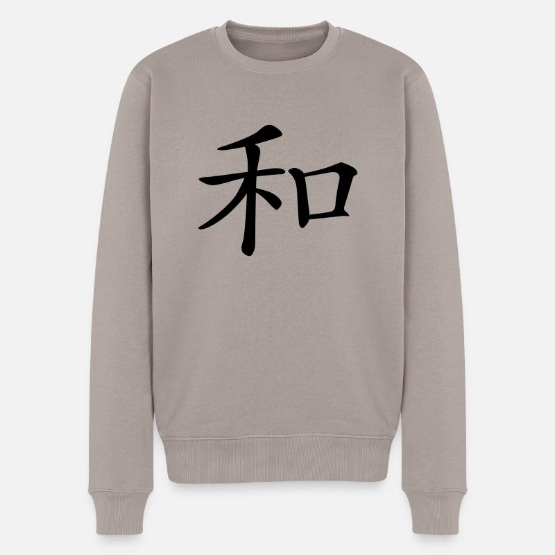 chinese_sign_peace_1c - Pull Premium bio Homme - taupe