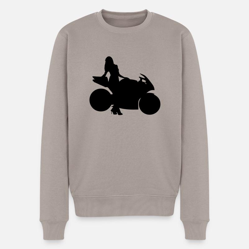 Bikergirl - Männer Premium Bio Pullover - Taupe