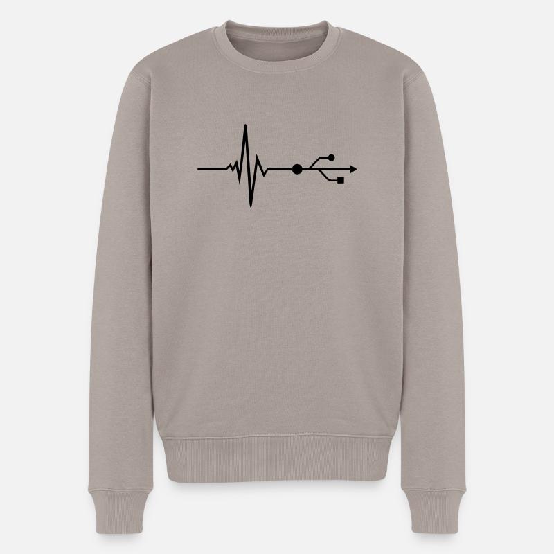 USB - DJ - Puls - Beat - Männer Premium Bio Pullover - Taupe