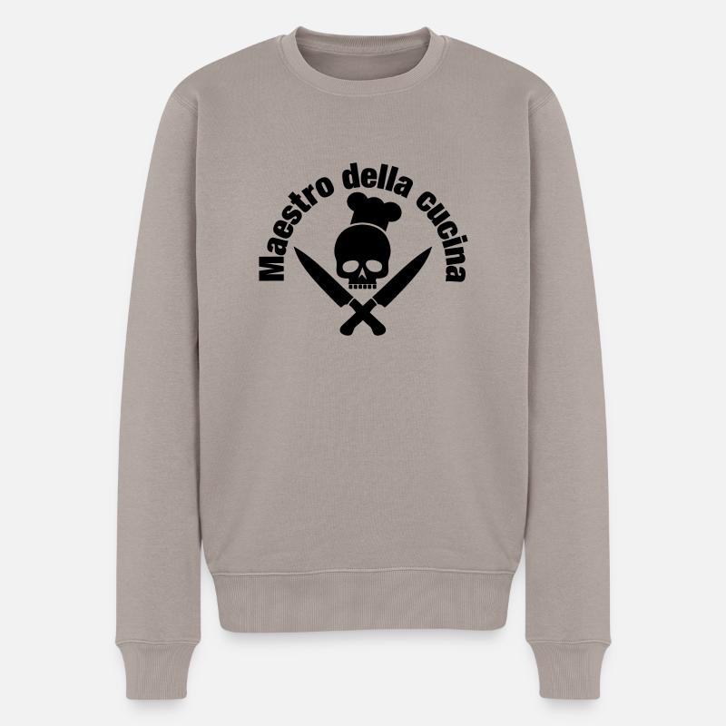 maestro della cucina / skull / cook - Männer Premium Bio Pullover - Taupe