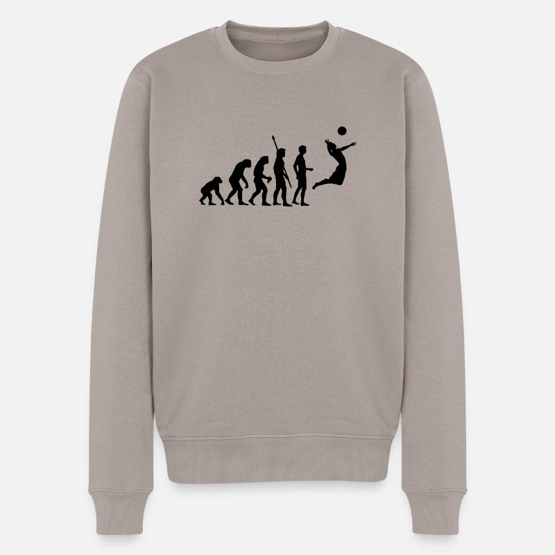 evolution_volleyball_1c - Männer Premium Bio Pullover - Taupe