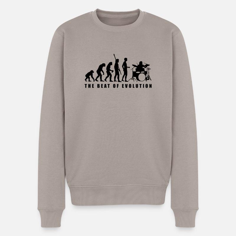 evolution_drummer_c_1c - Männer Premium Bio Pullover - Taupe