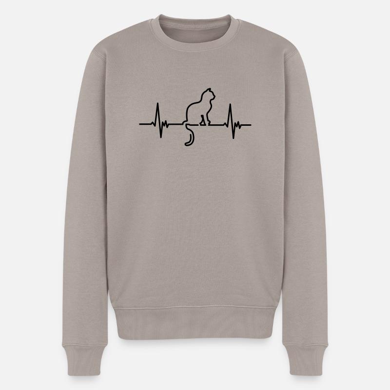 cat - Männer Premium Bio Pullover - Taupe