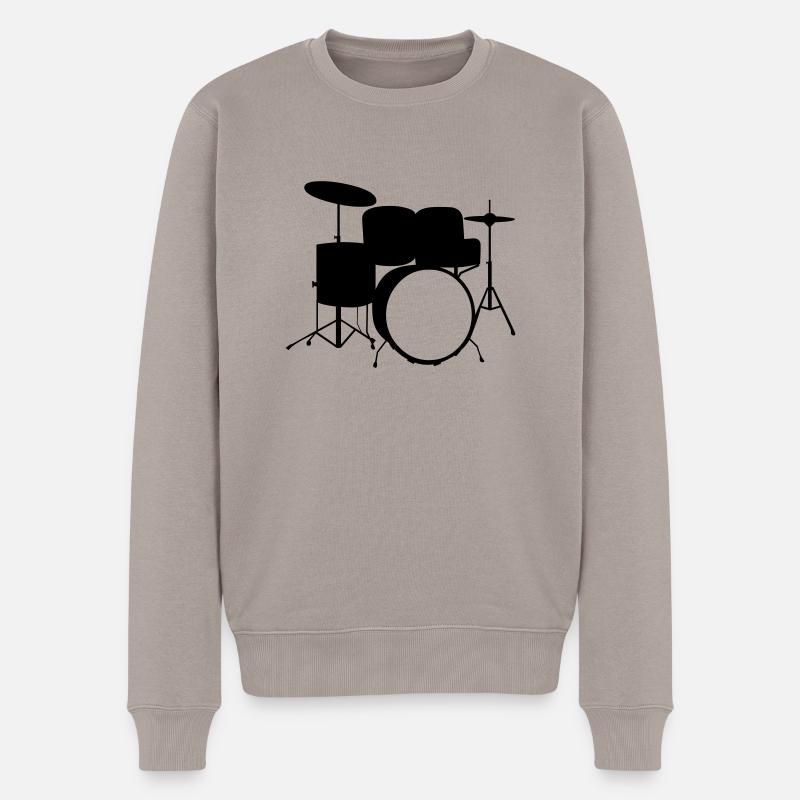 Drums Schlagzeug - Männer Premium Bio Pullover - Taupe