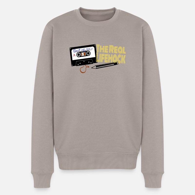 the real life hack - Männer Premium Bio Pullover - Taupe