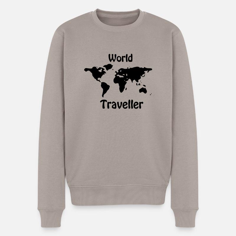 Worldtraveller - Männer Premium Bio Pullover - Taupe