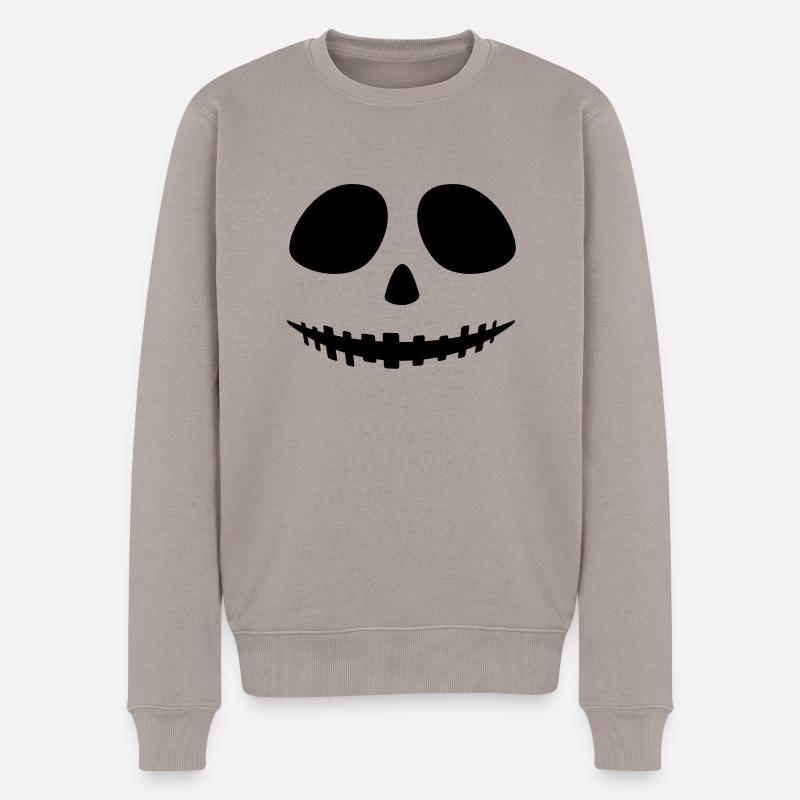 Halloween Gesicht 1c - Männer Premium Bio Pullover - Taupe