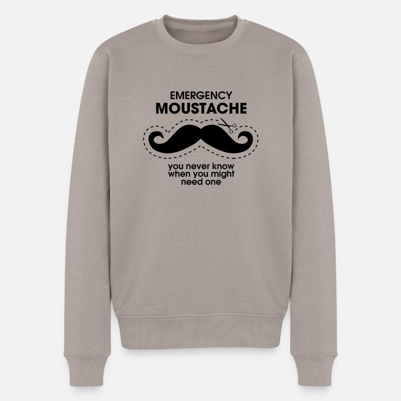 Emergency Moustache - Männer Premium Bio Pullover - Taupe