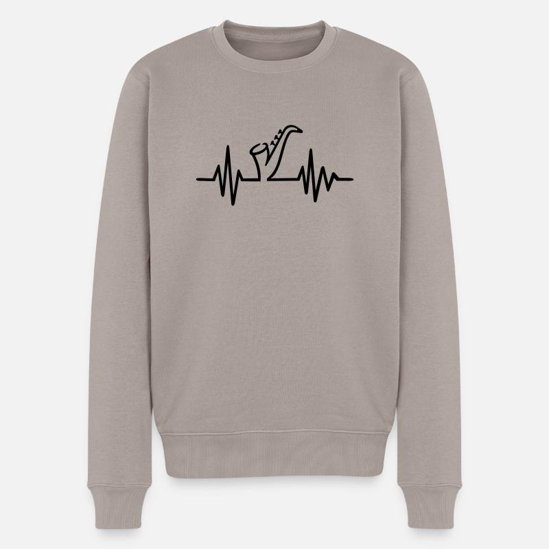 Saxophon - Männer Premium Bio Pullover - Taupe