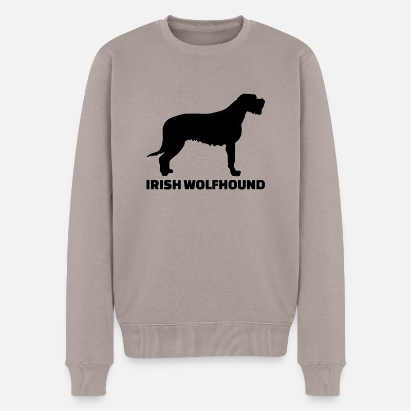 Irischer Wolfshund - Männer Premium Bio Pullover - Taupe