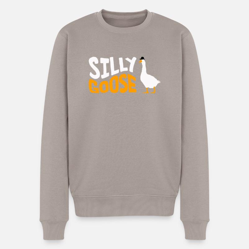 Oie idiote avec un chapeau - Pull Premium bio Homme - taupe