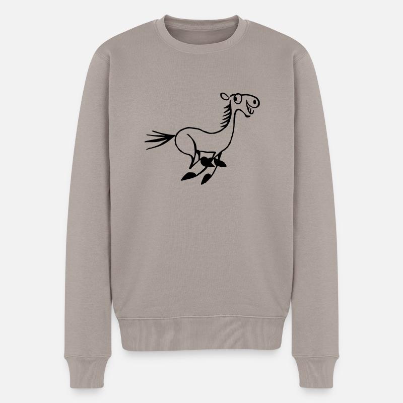 Verrücktes Pferd - Männer Premium Bio Pullover - Taupe