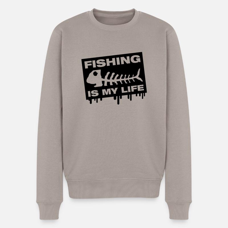 fishing_is_my_life_gi1 - Männer Premium Bio Pullover - Taupe