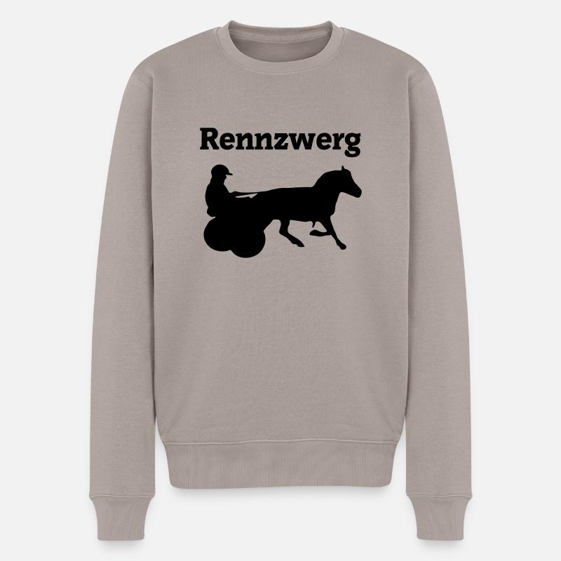 Rennzwerg, Shetty mit Gig, Minitraber - Männer Premium Bio Pullover - Taupe