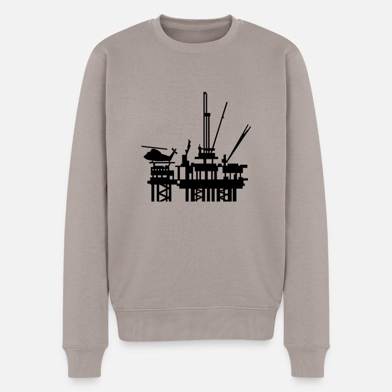 Ölplattform / offshore oil rig (1c) - Männer Premium Bio Pullover - Taupe