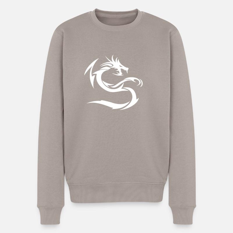 Snow White Drachen - Männer Premium Bio Pullover - Taupe