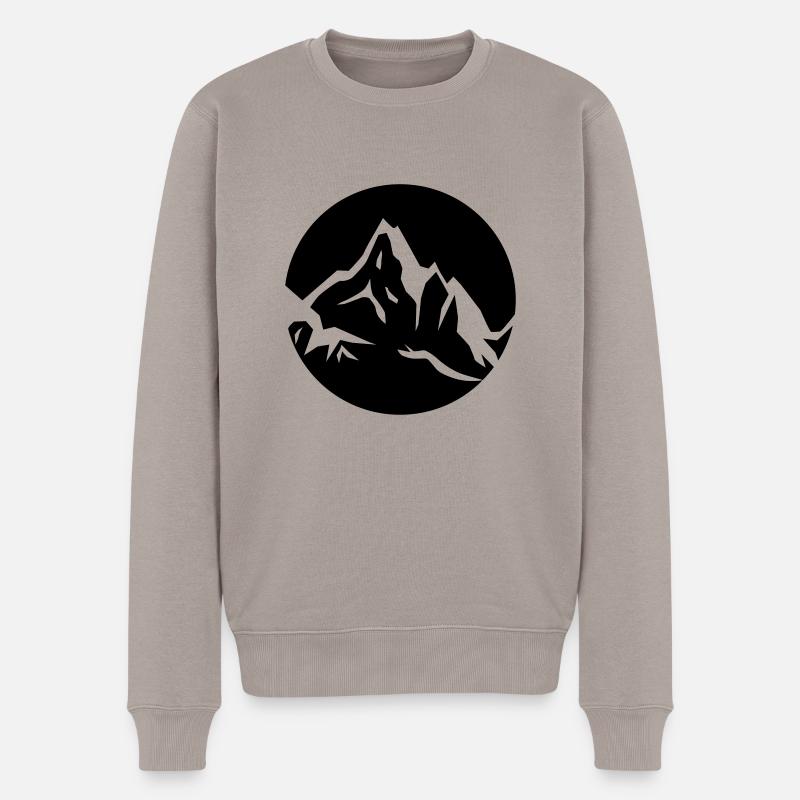 Berge Icon 1c - Männer Premium Bio Pullover - Taupe