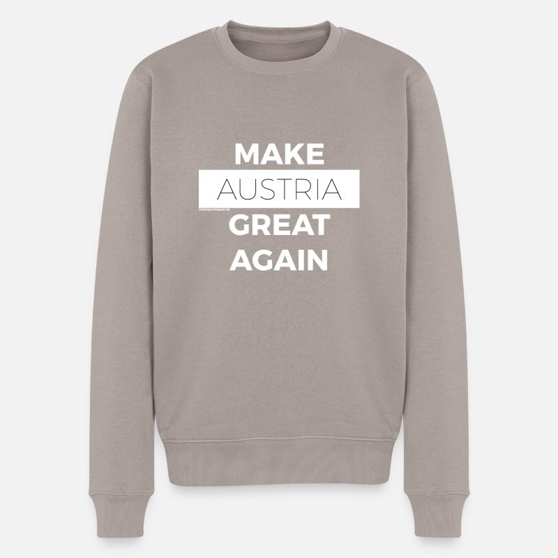 MAKE AUSTRIA GREAT AGAIN white - Männer Premium Bio Pullover - Taupe