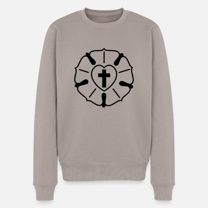 Lutherrose - Männer Premium Bio Pullover - Taupe