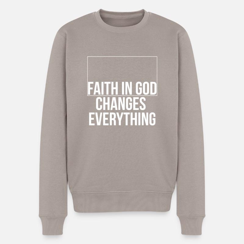 faith changes - Männer Premium Bio Pullover - Taupe