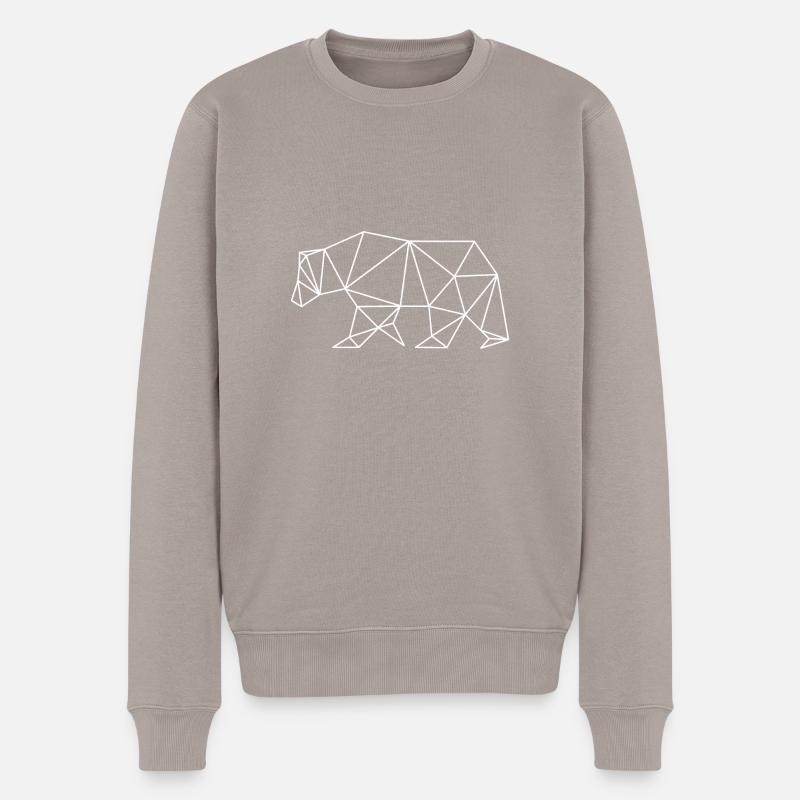 Bär Geometrie Kunst - Männer Premium Bio Pullover - Taupe