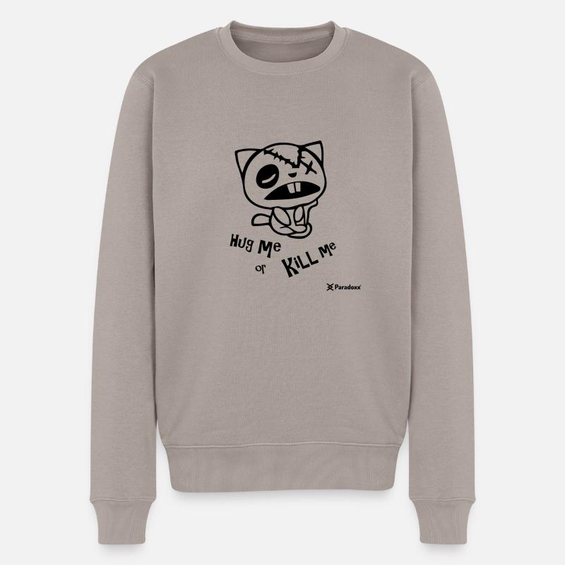 Happy Tree Friends "Hug me or kill me" - Dark cat ' - Männer Premium Bio Pullover - Taupe