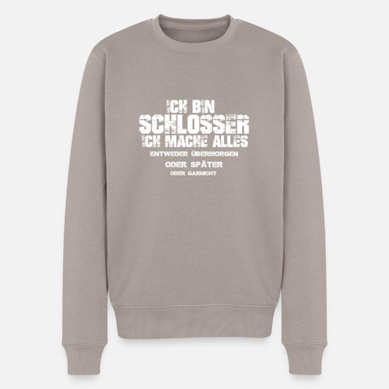 Schlosser - Männer Premium Bio Pullover - Taupe