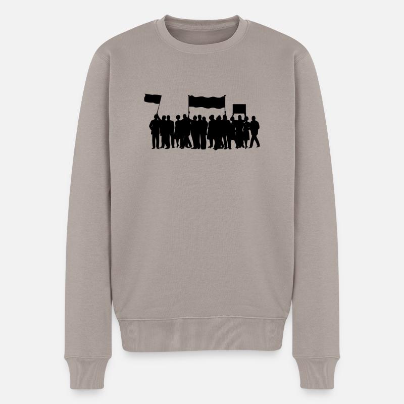 Demonstration - Männer Premium Bio Pullover - Taupe