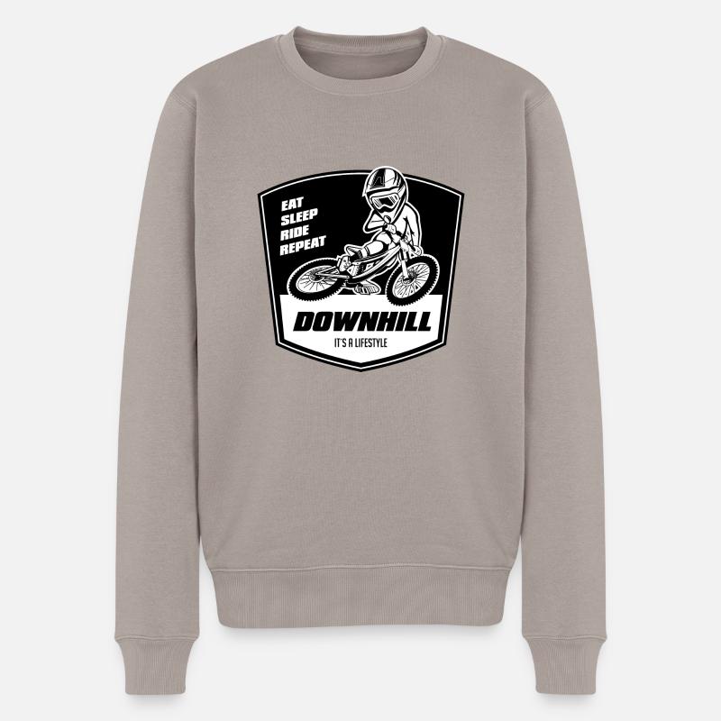Downhill Freeride - Eat Sleep Ride Repeat - Männer Premium Bio Pullover - Taupe