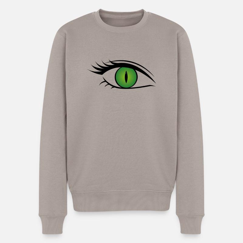 Oeil de Chat Vert - Pull Premium bio Homme - taupe