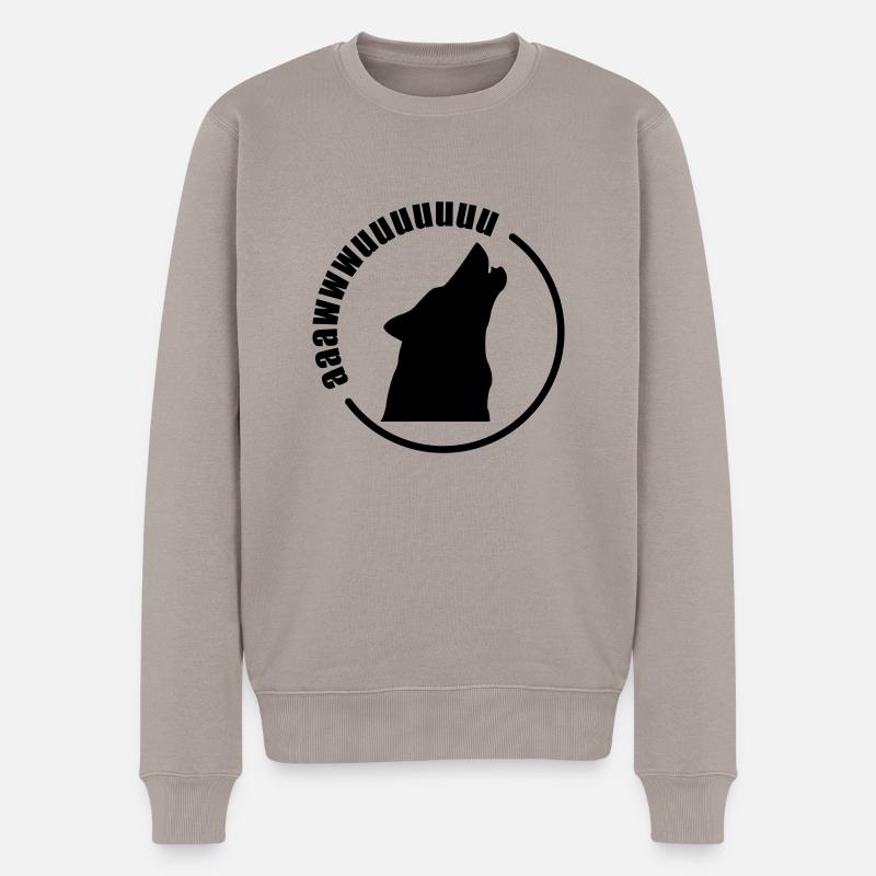 Wolf - Auuwwwwww - Männer Premium Bio Pullover - Taupe