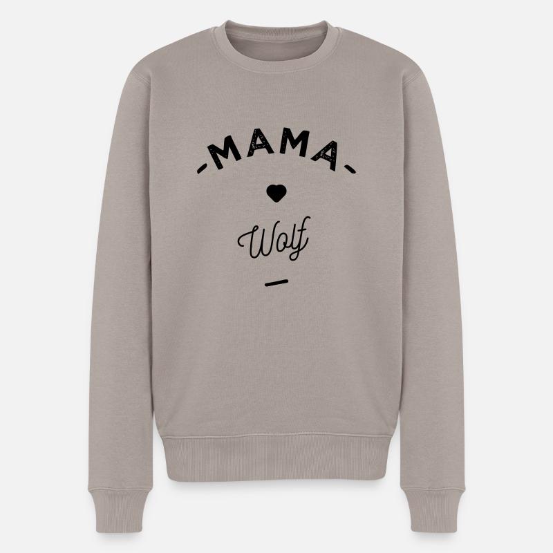 Mama wolf - - Männer Premium Bio Pullover - Taupe