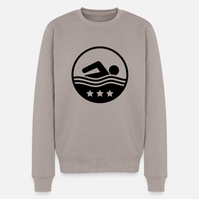 schwimmer__f1 - Männer Premium Bio Pullover - Taupe