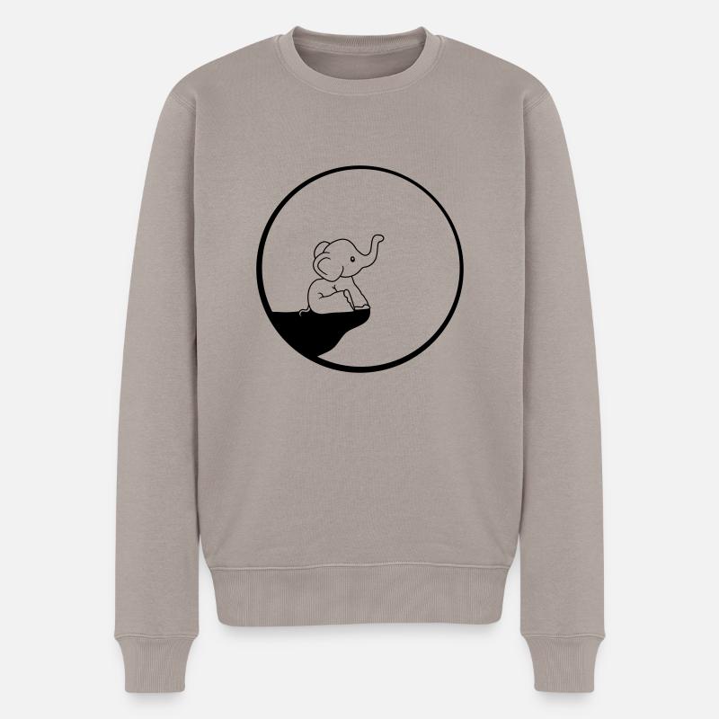klippe elefant mond nacht rund kreis sitzend suess - Männer Premium Bio Pullover - Taupe