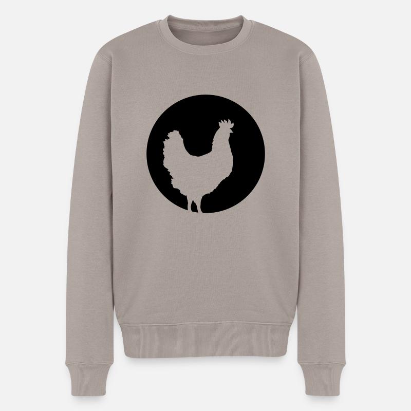 huhn_bei_vollmond - Männer Premium Bio Pullover - Taupe