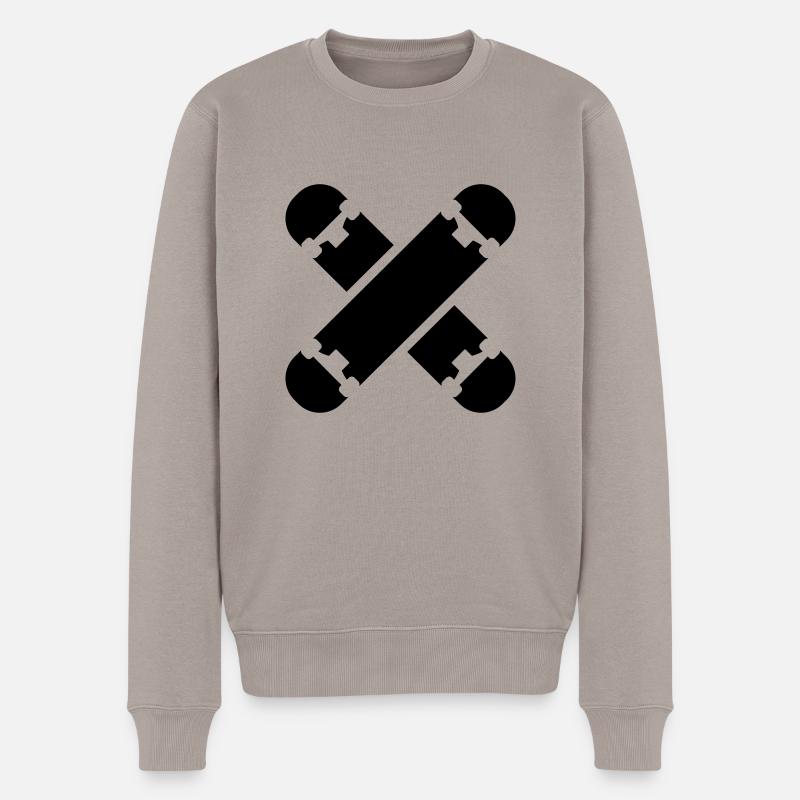 Skateboard - Männer Premium Bio Pullover - Taupe