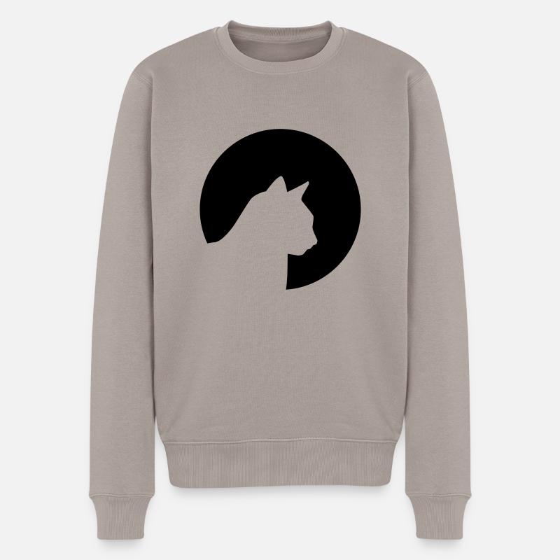 Katze - Männer Premium Bio Pullover - Taupe