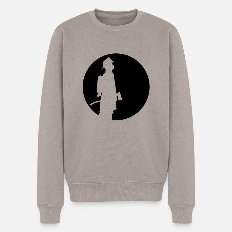 Silhouette Firefighter - Männer Premium Bio Pullover - Taupe