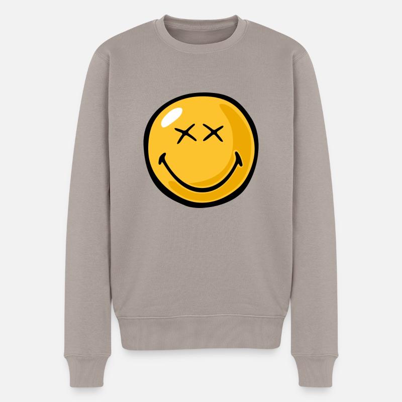 Smiley happy xx eyes - Männer Premium Bio Pullover - Taupe