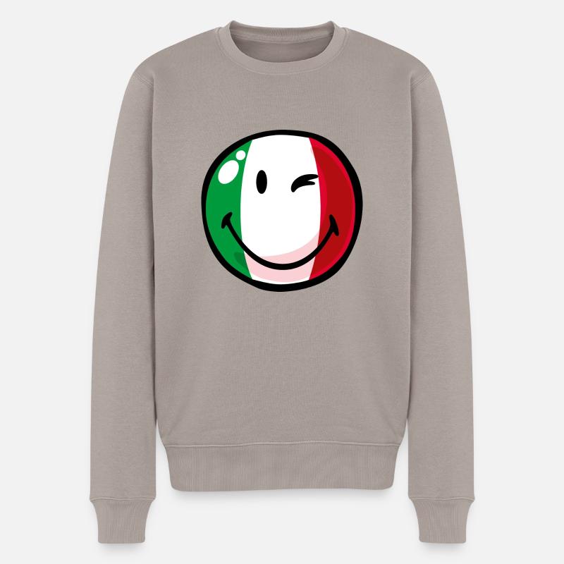 Smiley Italy - Männer Premium Bio Pullover - Taupe