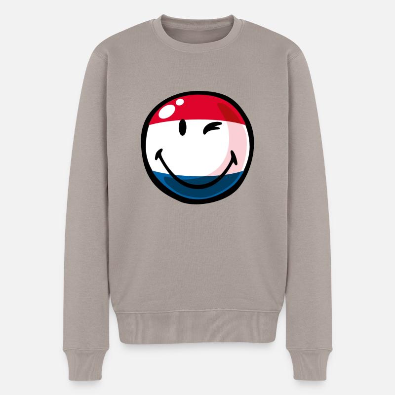 Smiley Netherlands - Männer Premium Bio Pullover - Taupe