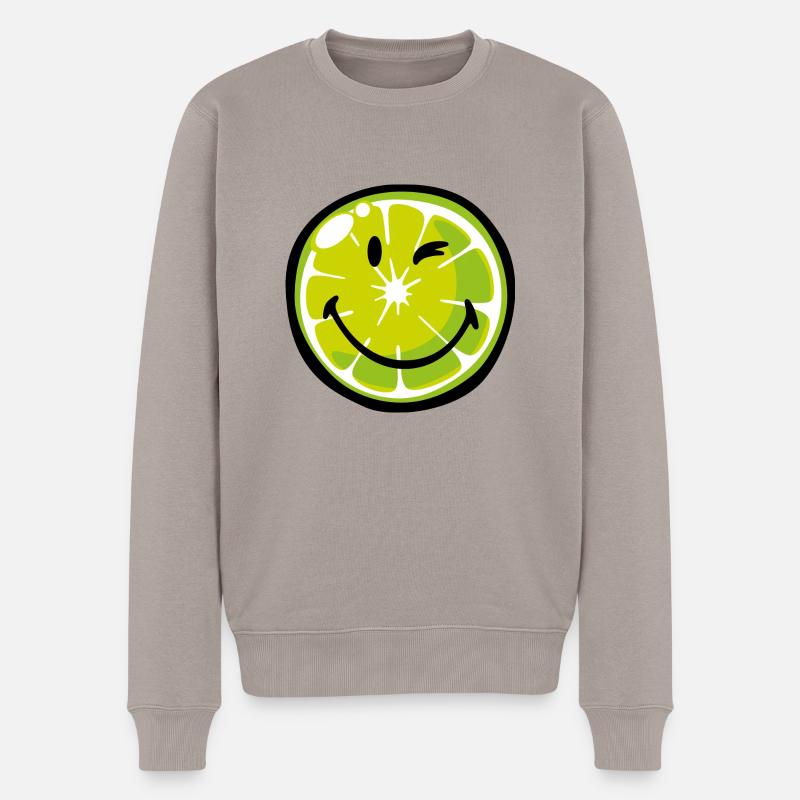 Smiley Lime - Männer Premium Bio Pullover - Taupe