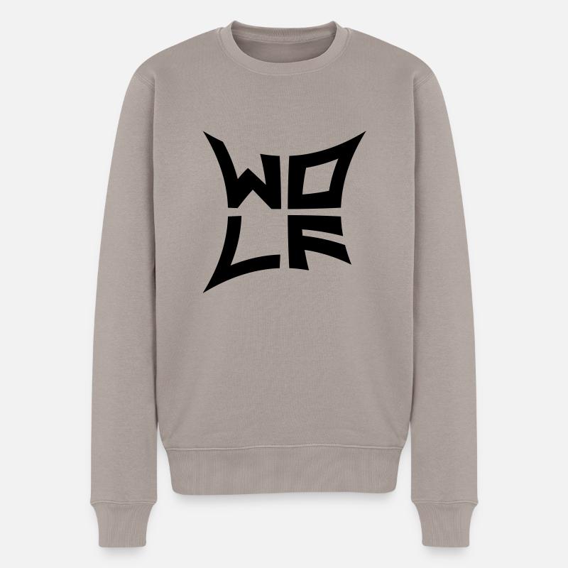 Wilder Wolf Logo - Männer Premium Bio Pullover - Taupe